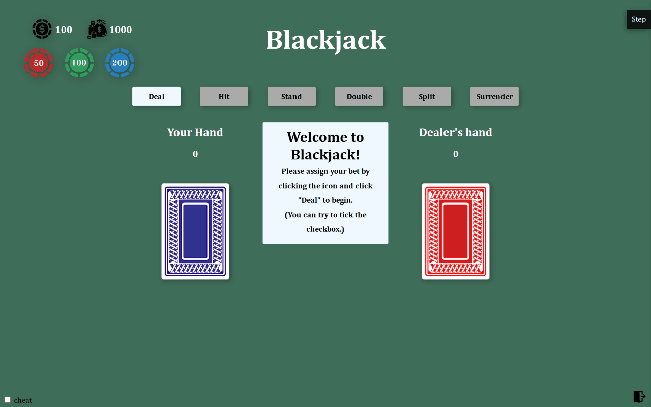 JavaScript Blackjack 遊戲 preview